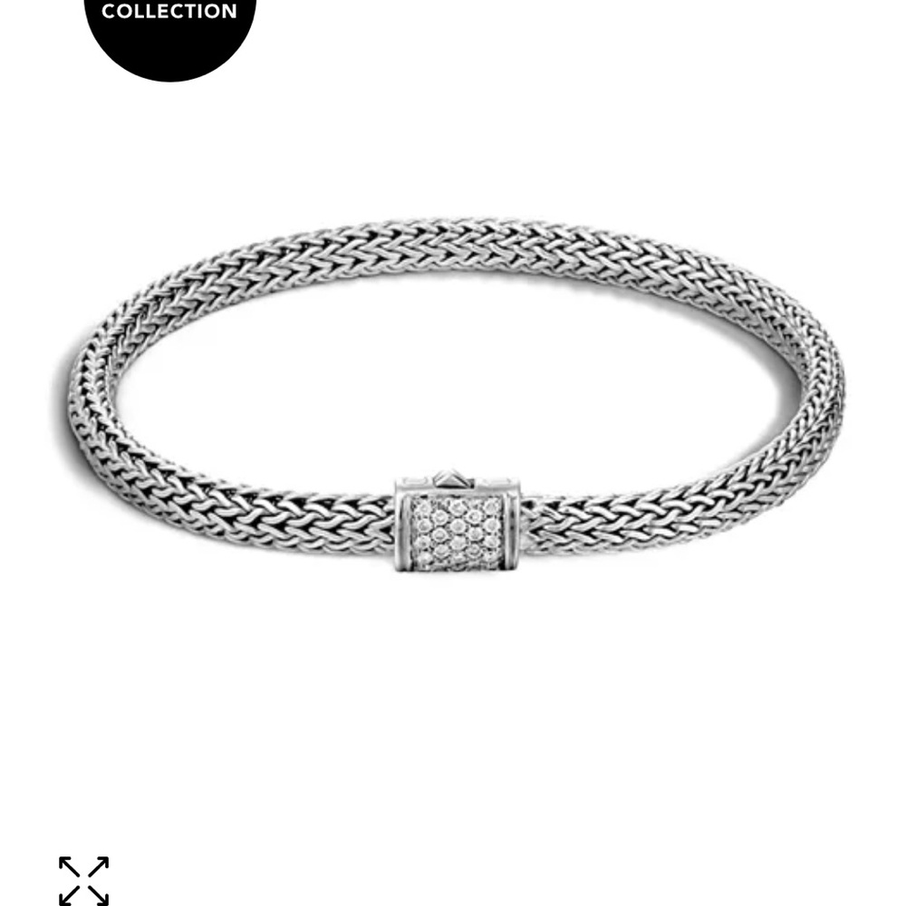 John Hardy Silver Pavé Station Classic Chain Bracelet